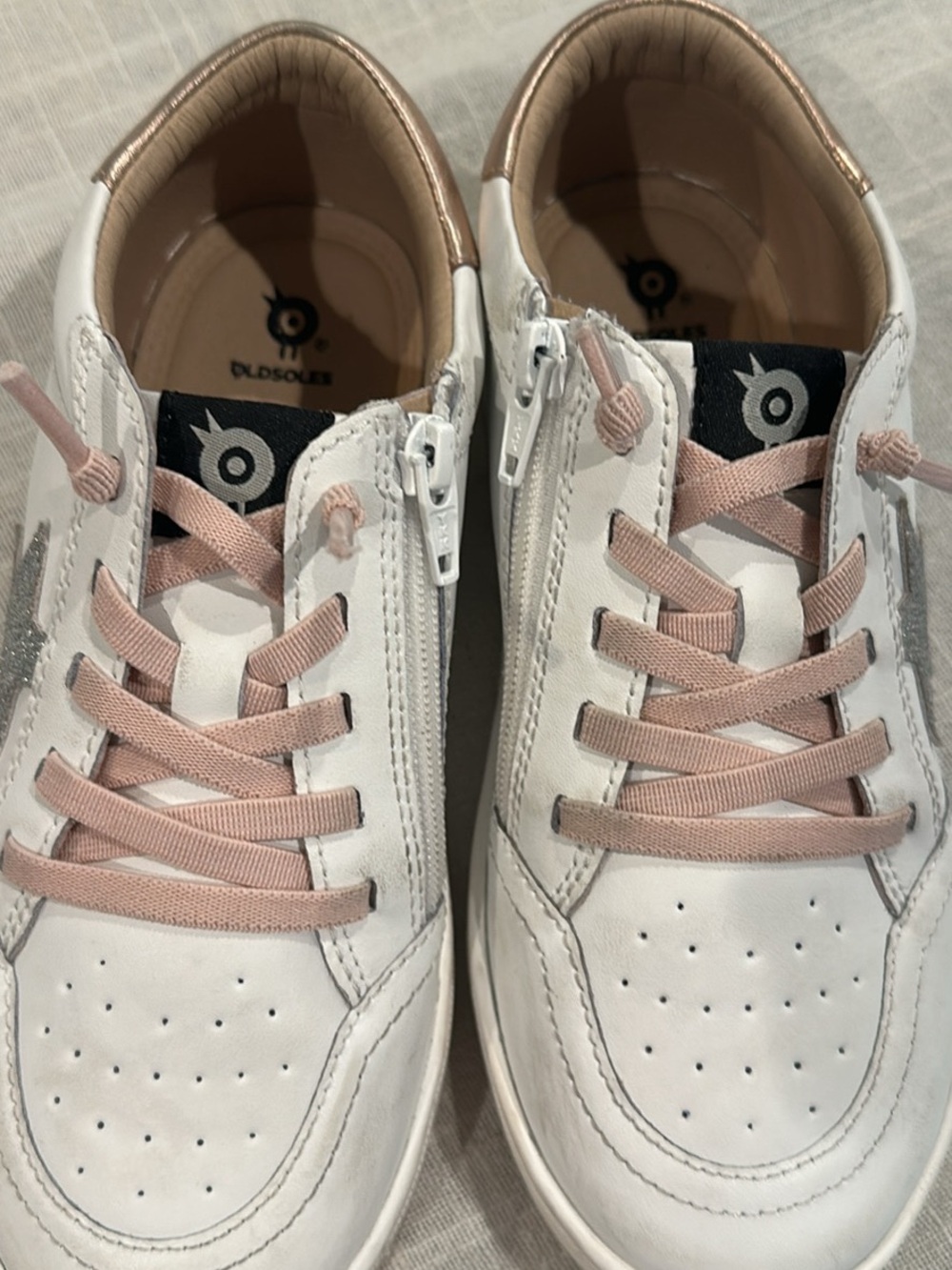 Old Soles White and Light Pink Kids Sneakers